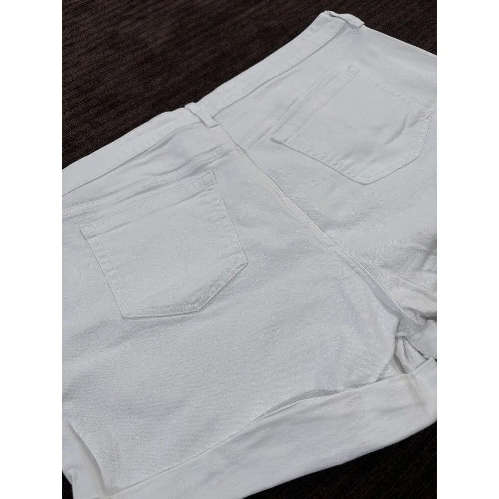 Torrid White Denim Shorts Women Size 20 Mid Rise Vintage Stretch Cuff
